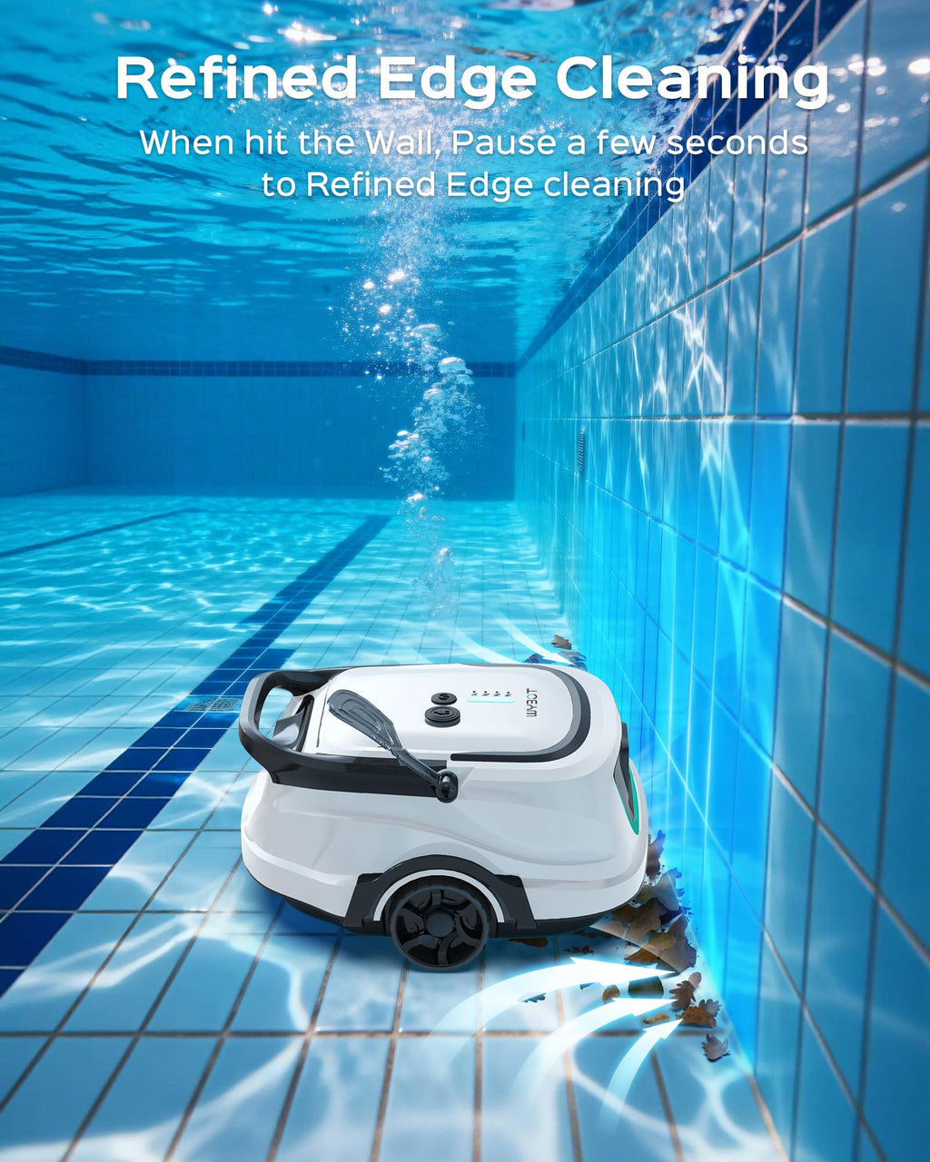 (2026 Upgraded) WYBOT A1 Cordless Robotic Pool Cleaner, Automatic Pool Vacuum for Above Ground with 120 Mins, Double Filters, LED Indicator, Charge in 2.5H, 4 Cleaning Modes (White Green)