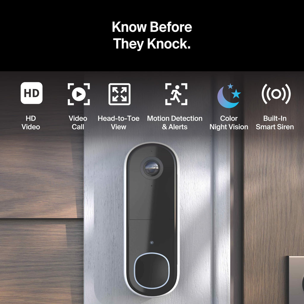 Arlo Video Doorbell HD | 2nd Gen | Wireless/Wired Option, 2-Way Audio, Night Vision, Head to Toe Video View, Integrated Siren | Live Stream | Real Time Notifications |180 Deg Wide View, White