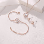 EleQueen 3Pcs Rose Flower White Rose Gold Plated Child Jewelry Set