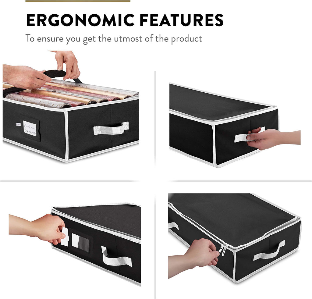 ZOBER Wrapping Paper Storage, Gift Wrapping Organizer Storage, Black/White