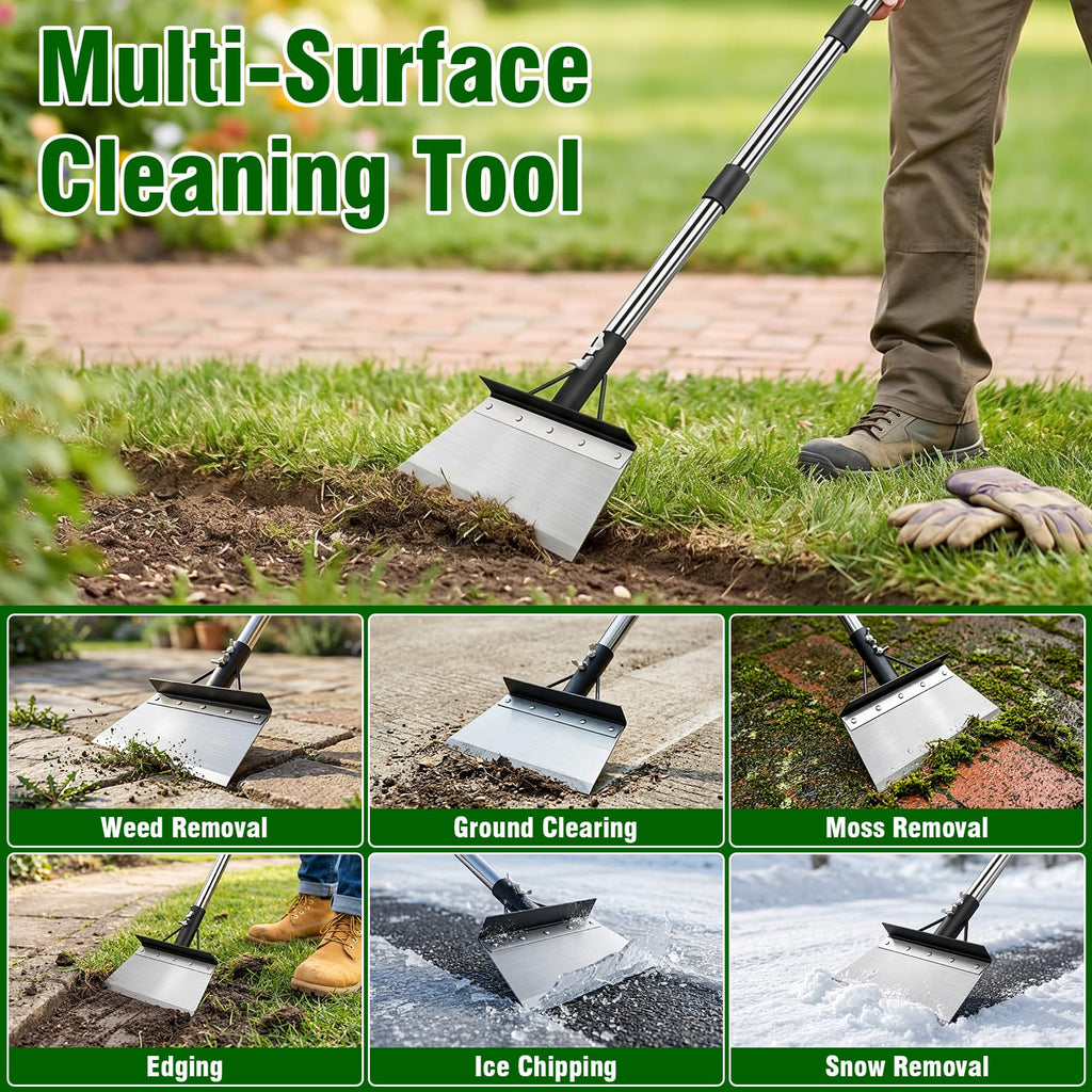 Nisuez Garden Cleaning Shovel, 64" Long Handle Heavy Duty Multifunctional Flat Shovel, Metal Floor Scraper Tool for Weeding, Scraping Moss, Ice & Snow Removal,Edger for Sidewalk, Driveway & Garden