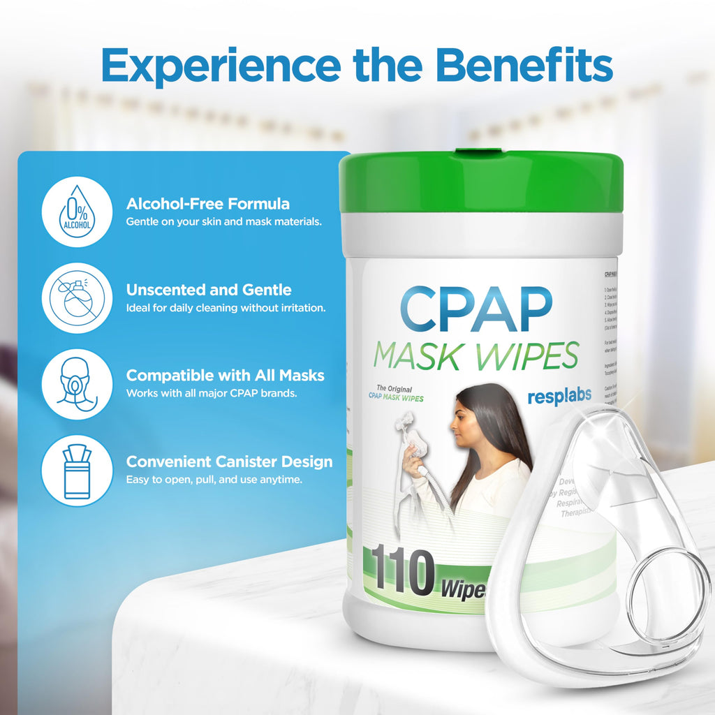 resplabs CPAP Mask Wipes Unscented Cleaner for Full Face, Nasal Masks & Supplies 110 Wipes