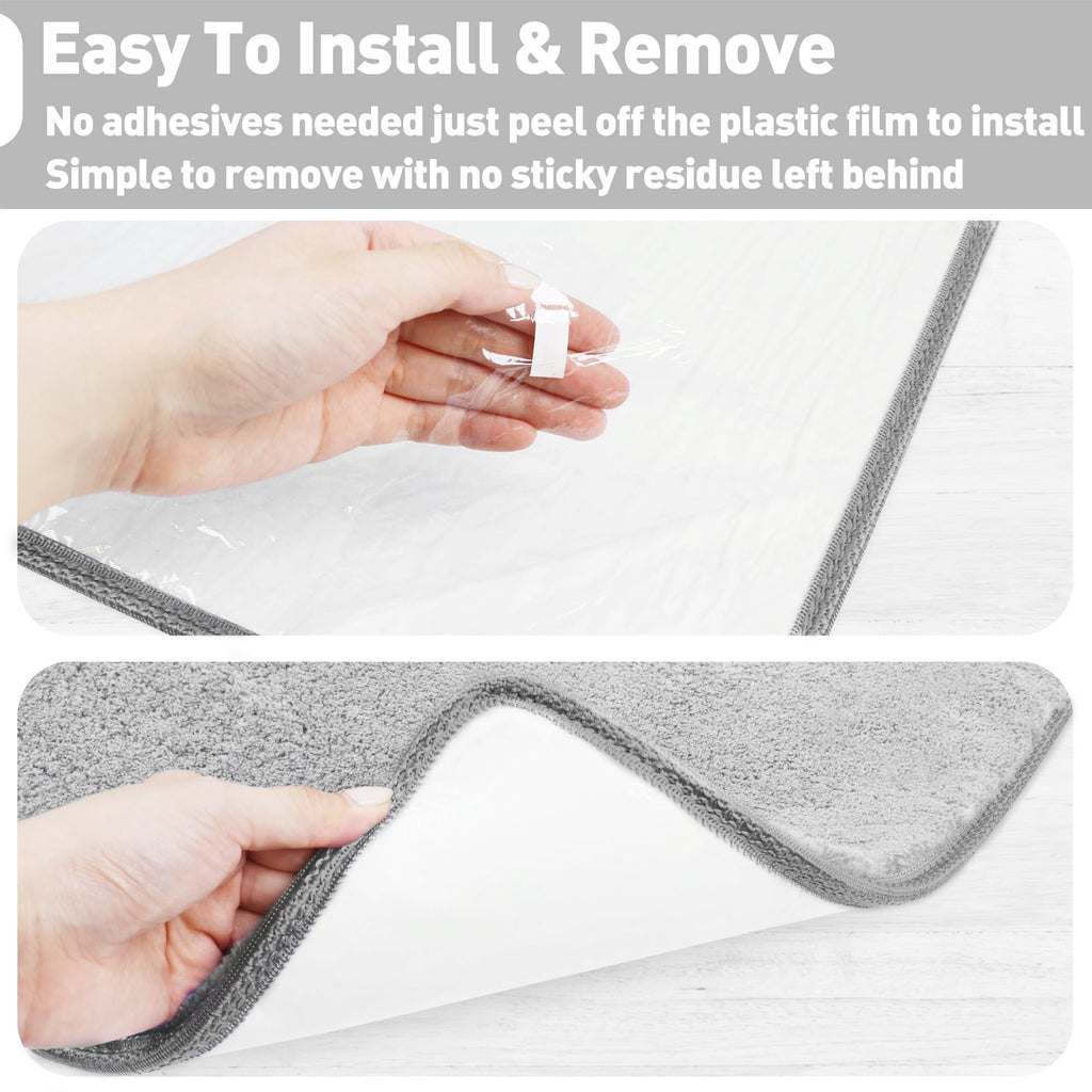 PURE ERA Carpet Stair Treads Ultra Plush 9.5" X 30"Soft Bullnose Indoor Stair Protectors Pet-Friendly Non-Slip Skid Resistant Tape Free Washable Reusable(2 Pieces,Gray)