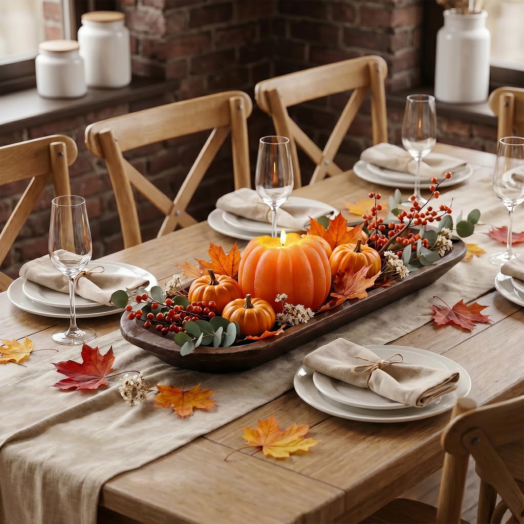 ARIKJ Fall Decorations for Home, Large Flameless Pumpkin Candle, Orange