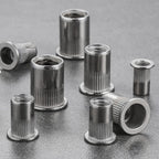 Wensilon 200Pcs Rivet Nut M6 Metric Stainless Steel 304 Finish Flat Head Rivnut Threaded Insert Nut Knurled Body