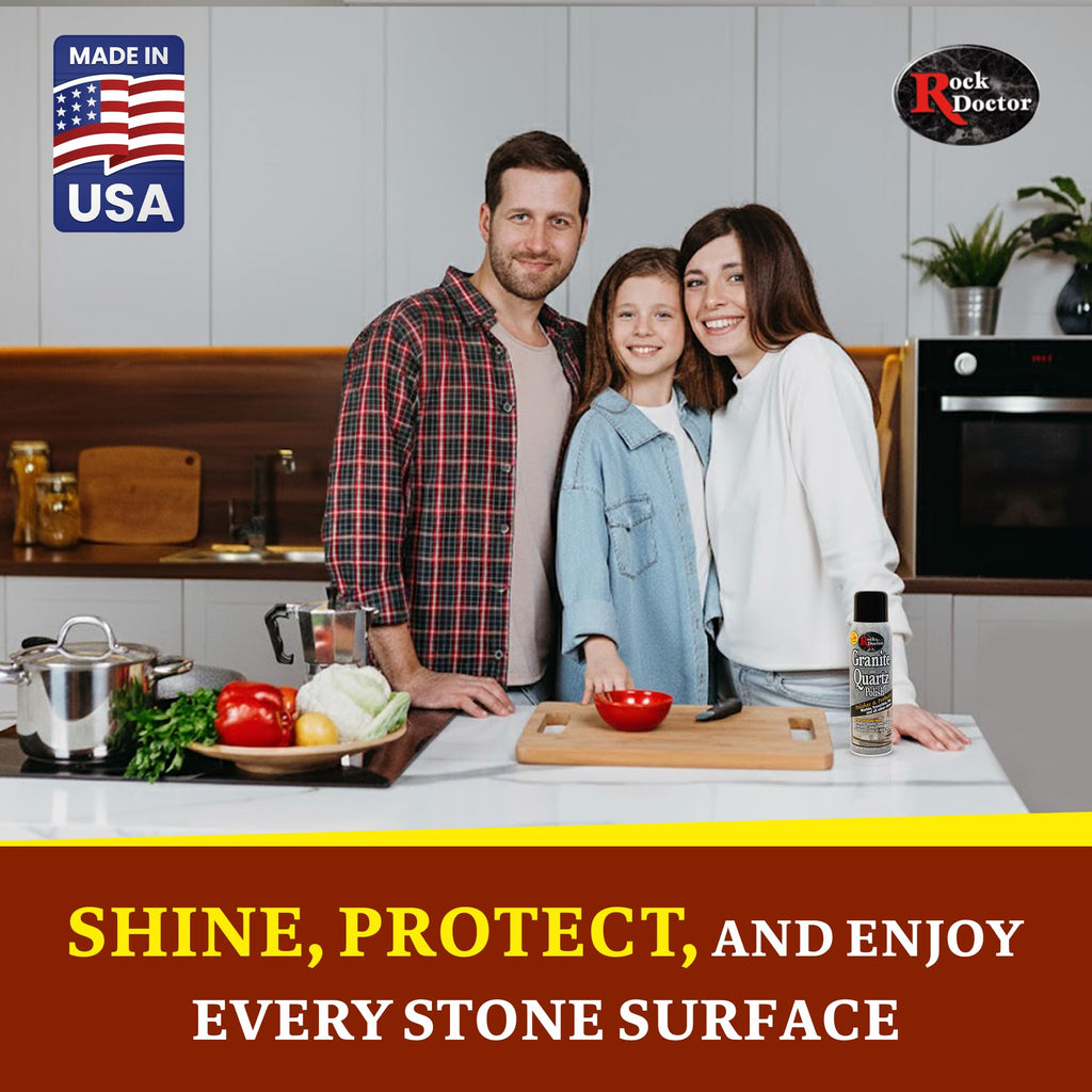 Rock Doctor Granite Polish Spray and Surface,18oz.Can Polish Tile, Marble, Kitchen Countertop, and Natural Stone Surfaces, Streak-Free Shine Pack of 2