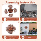dreamskip Copper Metal Sun Outdoor Wall Decor, 24" Large Sun Flower Garden Wall Art, 3D Sun Wall Decor for Patio Fence Yard Decoration Gift for Mom Women