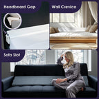 Bed Wedge Pillow for Headboard Gap Up to 7", Triangle Gap Filler for Bed, Mattress Wedge Gap Filler, Headboard Space Filler, Corner Pillow, White Queen 60"