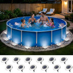 PATIOWIN 12 Pack Solar Pool Lights for Above Ground Pools Accessories, LED Above Ground Pool Lights Outdoor Waterproof, Outdoor Solar Pool Lights Decorations (Cool White)