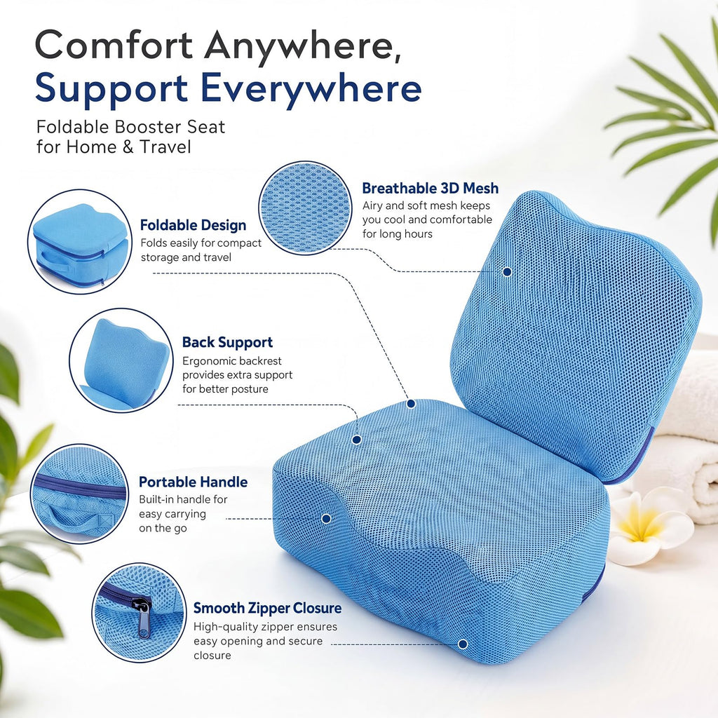 Yerliker 1 Pcs Foldable Hot Tub Booster Seat for Adults, Adjustable 2 Heights up to 6.3", Weighted Booster Seat 3D Air Mesh Hot Tub Accessories Quick Dry Micro Dot Non Slip for Spa Bathtub Pool