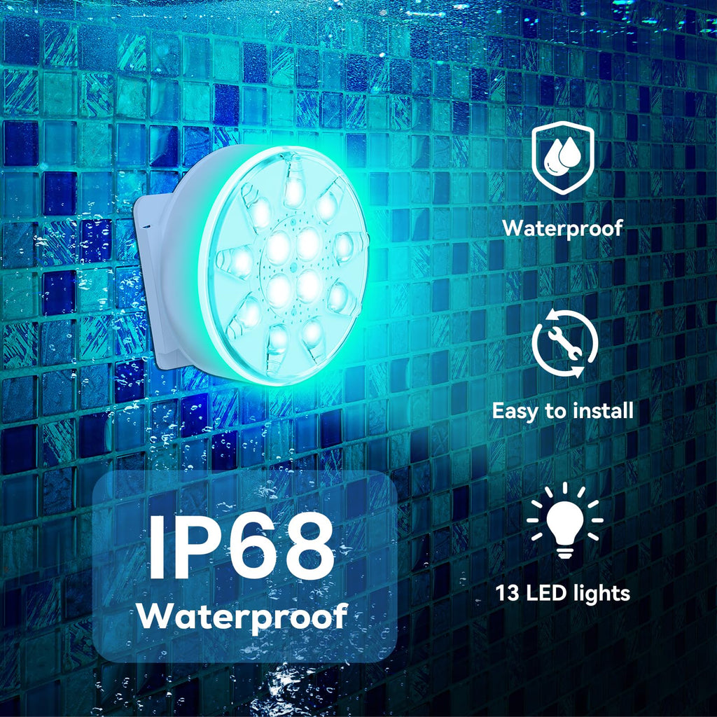 VICHTOP Pool Lights - 2 Pack, Rechargeable Submersible LED Pool Lights with Remote, IP68 Waterproof Pool Decor Light for Inground Pools, Above Ground Pools, Parties, Hot Tubs, Vase Bases