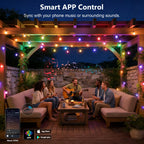 Beizelte Outdoor String Lights, 150FT RGB+IC Outside Light Dimmable Shatterproof LED Bulbs, IP67 Waterproof Chasing Effect Lighting DreamColor Patio Strip Lights for Backyard, Balcony, Outdoor Living