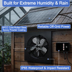 10-Inch 15W Solar Fan with Timer & Remote, Reversible Intake Exhaust Vent System for Chicken Coop, Greenhouse & Shed, Aluminum 6-Speed Airflow with 17ft Cable