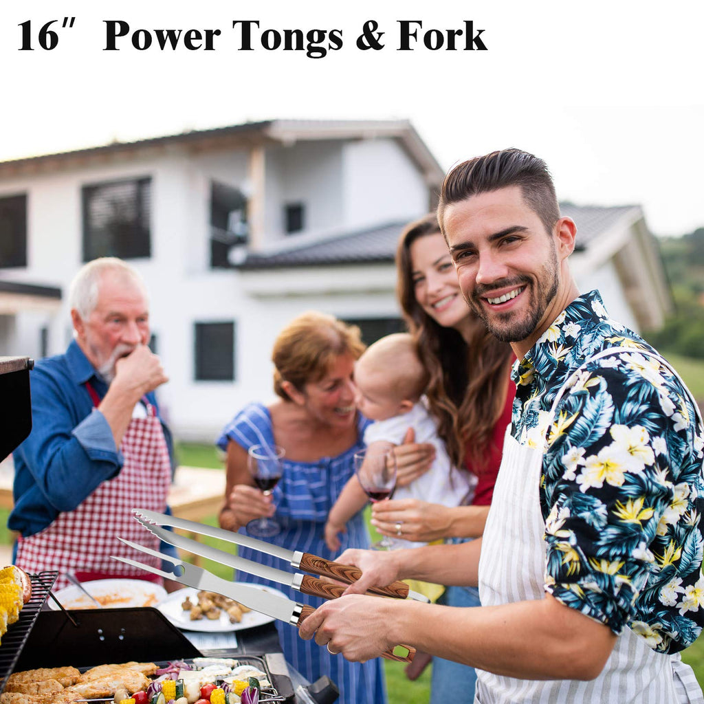 Romanticist 23pcs Stainless Steel BBQ Grill Tools & Accessories Kit, Brown