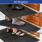 Anti Fatigue Rubber Mats - 2 Pack Restaurant Kitchen Non-Slip Bar Floor Entry Door Drainage Mats - Indoor/Outdoor Use - 36 x 60 Inches
