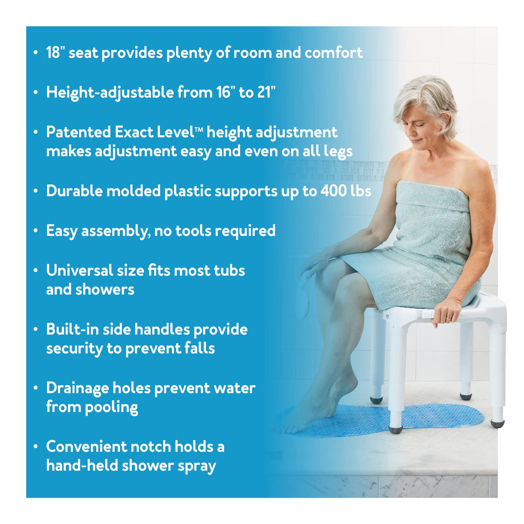Carex Universal Bath Seat and Shower Chair, Heavy Duty Shower Bench for Bathtub, Safety Bath Seat Stool for Seniors and Disabled, Supports up to 400 lbs, Adjustable Height Shower Bench for Inside Tub