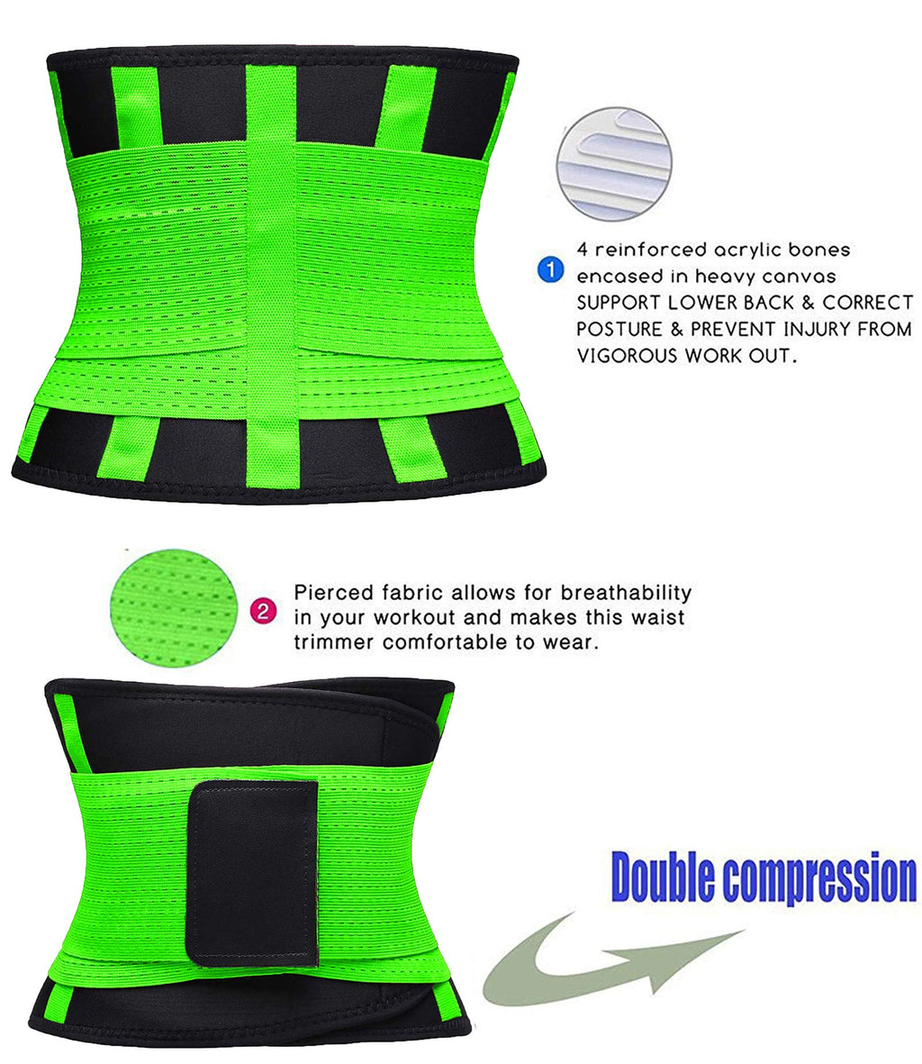 VENUZOR Waist Trainer Belt for Women - Waist Cincher Trimmer - Slimming Body Shaper Belt - Sport Girdle Belt (UP Graded)(Green,XX-Large)