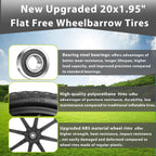 Upgraded 20" Flat Free Wheels for rubbermaid Wheelbarrow Tires
