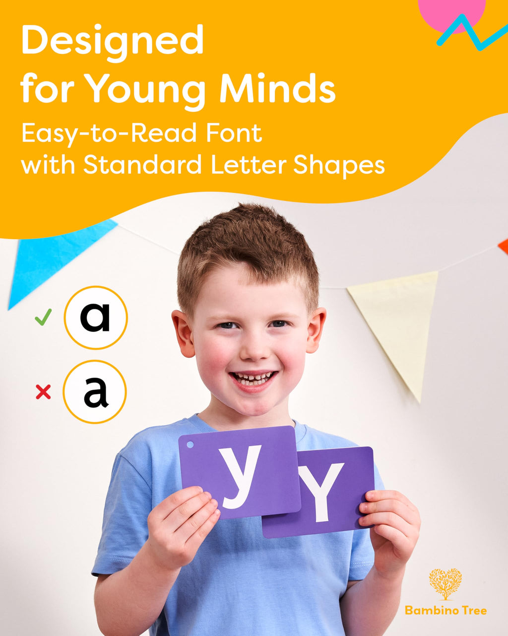 THE BAMBINO TREE Alphabet Flash Cards - Thick ABC Flash Cards for Kids Ages 3-6 - Lowercase & Uppercase Letter Recognition Learning Game