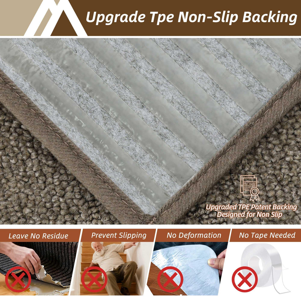 COSY HOMEER Stair Landing Rugs Non-Slip Corner Indoor Edging Stair Treads for Wooden Steps,Washable Soft Stair Landing Mat for Kids,Elder and Dogs,Polyester,TPE Backing,Light Brown,30x30inch