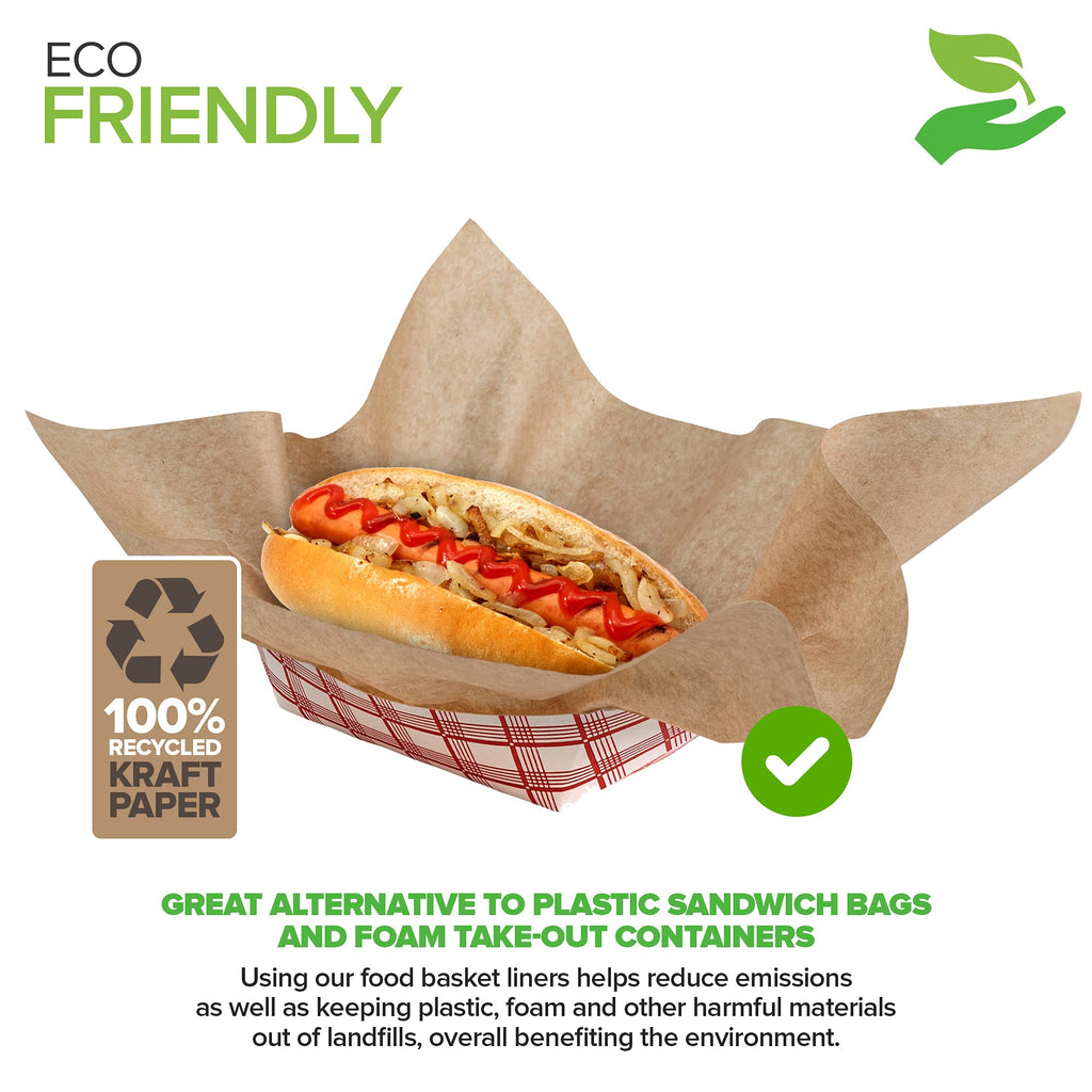 Stock Your Home 12 x 12 Grease Proof Deli Wrappers (500 Pack) - Pre Cut Natural Wax Paper Sheets - Recyclable Food Basket Liners -Kraft Deli Squares For Sandwiches, Lining Wire Food Baskets, Food Tray