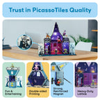 PicassoTiles 57 PCS Magnetic Tiles Halloween Haunted House STEM Set Ages 3+