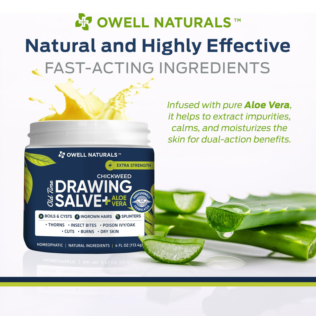 OWELL Naturals Drawing Salve – Fast Acting for Ingrown Hairs, Boils, Bumps, Cysts & Splinters – Clear Non-Staining Formula for Bikini Line, Underarms & Sensitive Skin – 4 oz