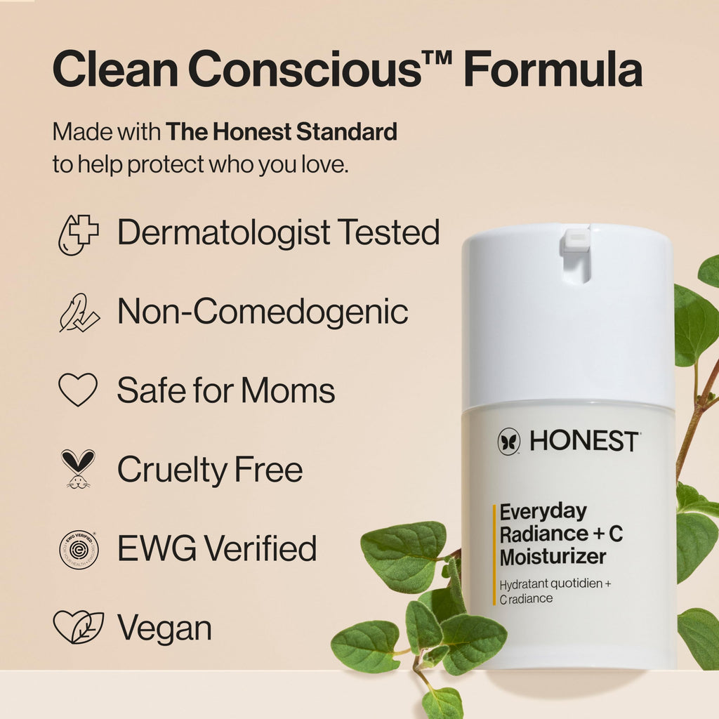 Honest Beauty Everyday Radiance Vitamin C Lightweight Moisturizer, Brightens Improves Skin Tone, Gentle for Sensitive Skin, Fragrance-Free, Vegan, 1.7 fl oz