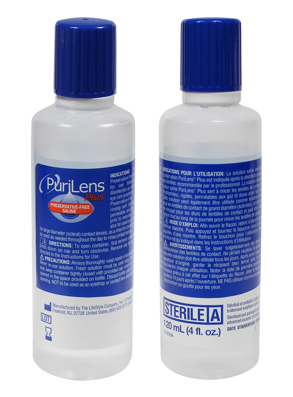 Purilens Plus Preservative-Free Contact Lens Saline 120ml (4 fl. oz.) 3 Pack