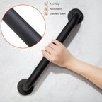 Rackickyer Shower Grab Bar, 2 Pack 12 Inch Black Bathroom Grab Bar, 1.25" Diameter 304 Stainless Steel Anti-Slip Grab Bars for Bathtubs and Showers, Handicap Shower Grab Bar for Seniors Elderly