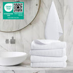 POLYTE 430 GSM Microfiber Lint Free Hand Towel, 16 x 30 in, 4 Pack (Waffle Weave)