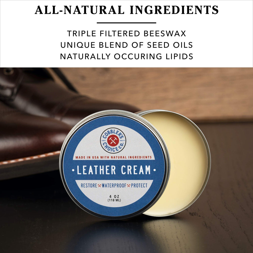 Cobbler's Choice Co. Finest Quality All Natural Leather Cream - Made with Triple Filtered BeesWax, (4 OZ. (118ML))