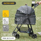 Zoosky 3 in 1 Pet Stroller with Removable Carrier, Folding Stroller for Small/Medium Dogs and Cats, Waterproof, All-Terrain, with Sun Shades, Car Seat