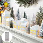Christmas Decorations Indoor, 5 Lighted Ceramic Christmas Village Houses
