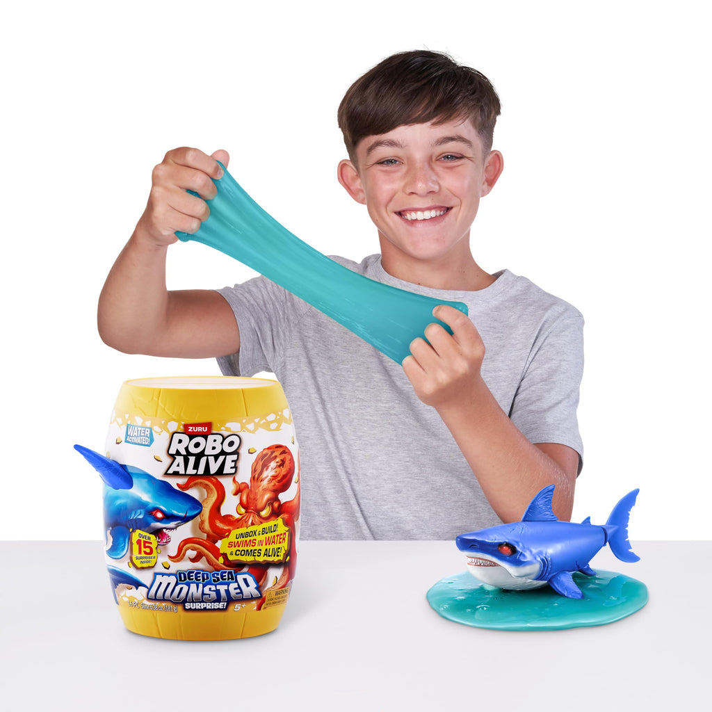 Robo Alive Deep Sea Monster Surprise (Shark) by ZURU, Surprise Unboxing and Electronic Animal Toy for Boys