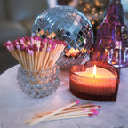 2" Light Pink Tip Safety Matches | Set of 200+ Bulk Artisan Matchsticks with Striker Stickers by Thankful Greetings | Decorative & Unique Candle Lighting, Home Decor, Wedding Giveaways, & Events