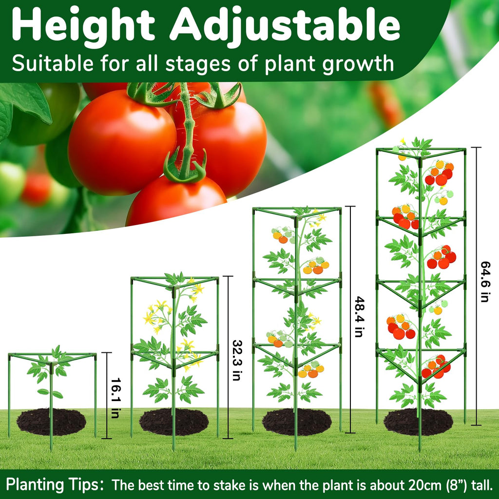ZeeDix 65 Inch 4 Pack Heavy Duty Tall Tomato Cages for Garden