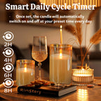 200 Hours Glass Rechargeable Flickering Flameless Candles with Remote3