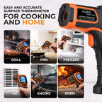 Kizen Infrared Temperature Gun - Handheld Surface Infrared Thermometer for Griddle, Grill, Pizza Oven, Candy, & A/C - Laser Thermometer Gun -58F to 1112F - Surface Temp Gun