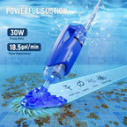 Yousky Cordless Pool Vacuum for Above Ground & Inground Pools, 18.5GPM Suction with 2 Brush Heads for Leaves, Debris, with Telescopic Pole Back-Friendly Cleaning, Hot Tub Spa Handheld Cleaner (Blue)