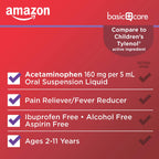 Amazon Basic Care Children's Acetaminophen 160 mg per 5 mL Oral Suspension, Grape Flavor, Pain Reliever and Fever Reducer for Headache, Sore Throat and Toothache, 4 fl oz (Pack of 2)