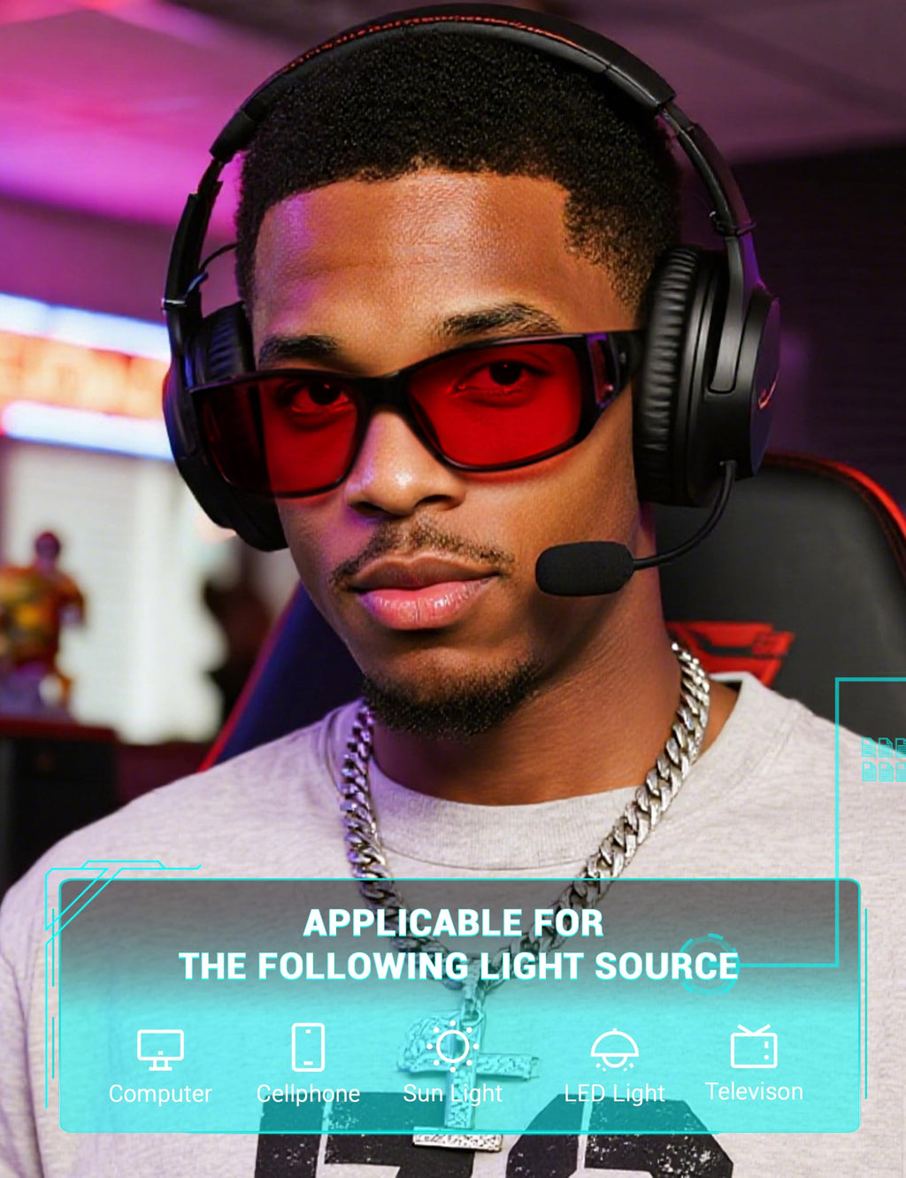 TIJN Sleep Glasses for Blue & Green Light Blocking,Red Lens Dual AR Coating,Wraparound Oversized for Screen,Computer & Gaming,Upgraded Jet Black