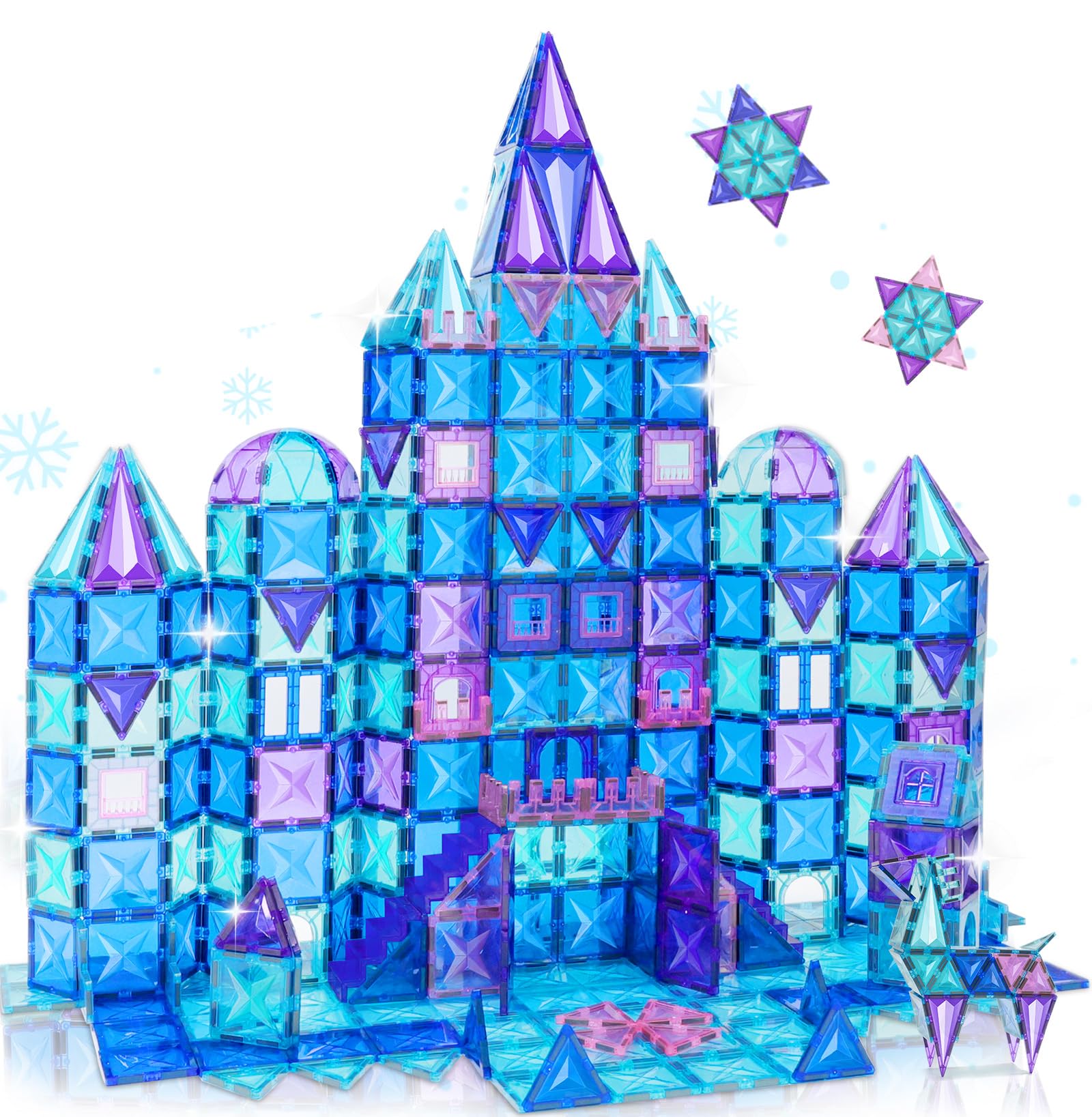 LionFuny 130PCS Magnetic Tiles, 3D Diamond Magnetic Blocks, Magnet Tiles for Kids Age 3-5 4-8 8-12, STEM Sensory Educational Magnet Toys for Kids Girls Boys Birthday Xmas Gifts