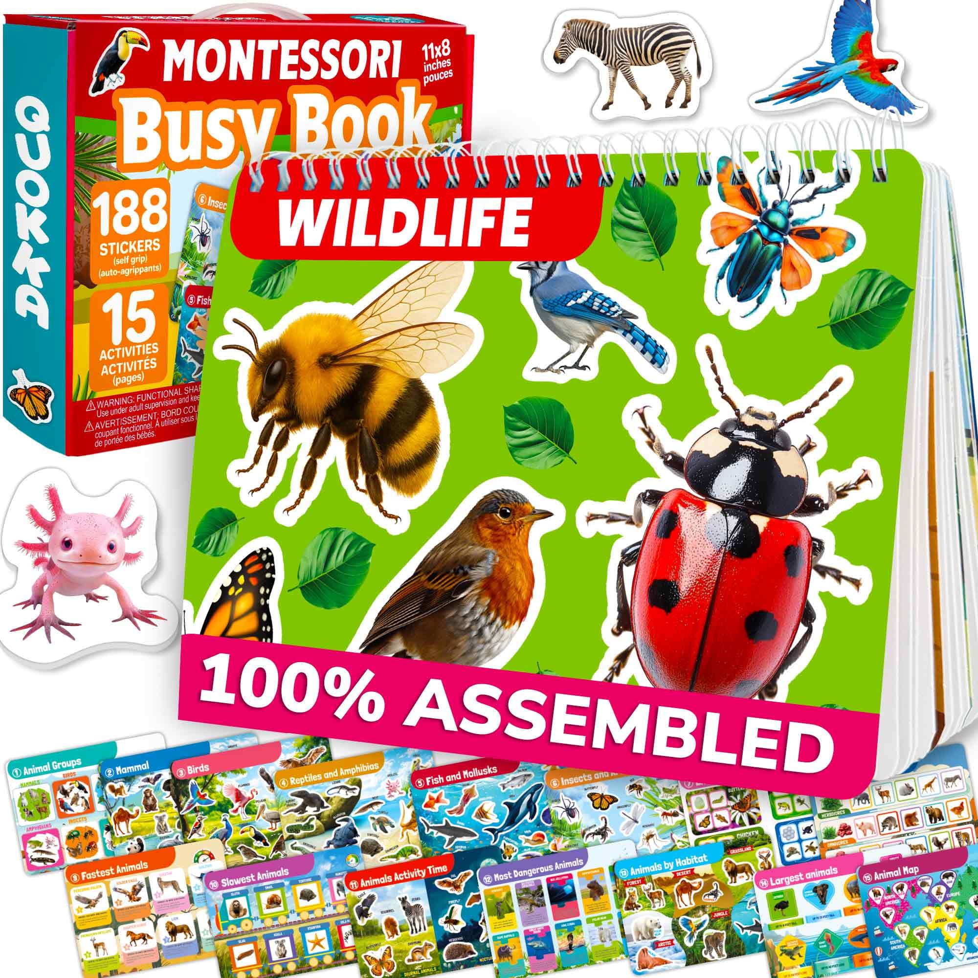 QUOKKA Montessori Busy Book for Ages 4-8 - Pre K Toddler Learning Activities for Homeschooling - My Preschool Busy Book for Toddlers 3-5 - 15 Kids Educational Animal Activities