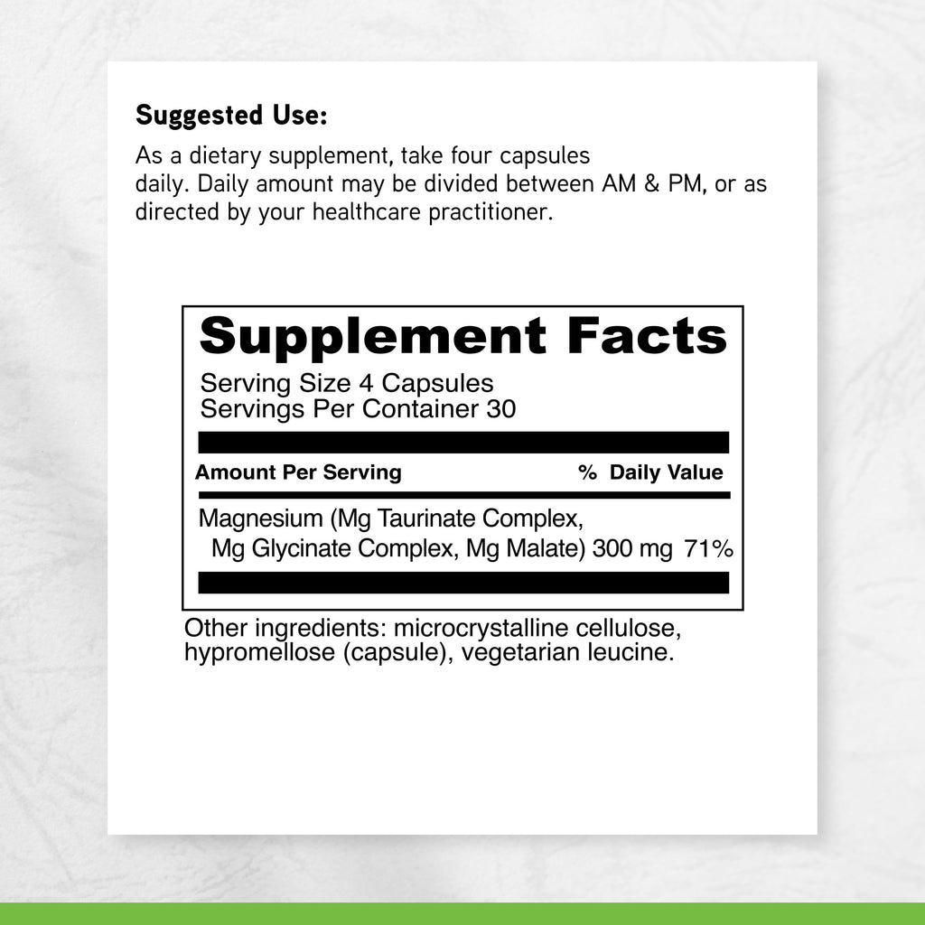 DAVINCI Tri-Mag 300 - Triple Complex with Magnesium Glycinate, Taurinate & Malate - Calm Magnesium Supplement for Sleep - Nerve Support Formula - 120 Capsules (30 Servings)