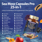 25-in-1 Sea Moss Capsules, 120 Capsules per Bottle, 2 Bottles