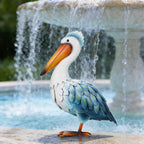 Ratuor Pelican Statues Metal Garden Decor Coastal Blue Heron Yard Art Sculpture Ornament for Backyard Porch Patio Pond Decor