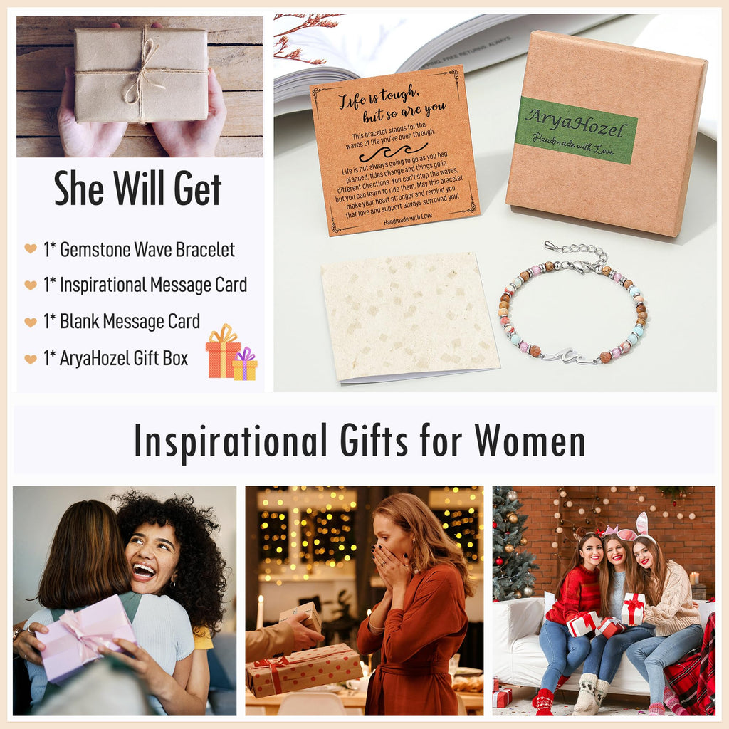 Inspirational Gifts for Women, Wave Bracelets, Life is Tough Jewelry