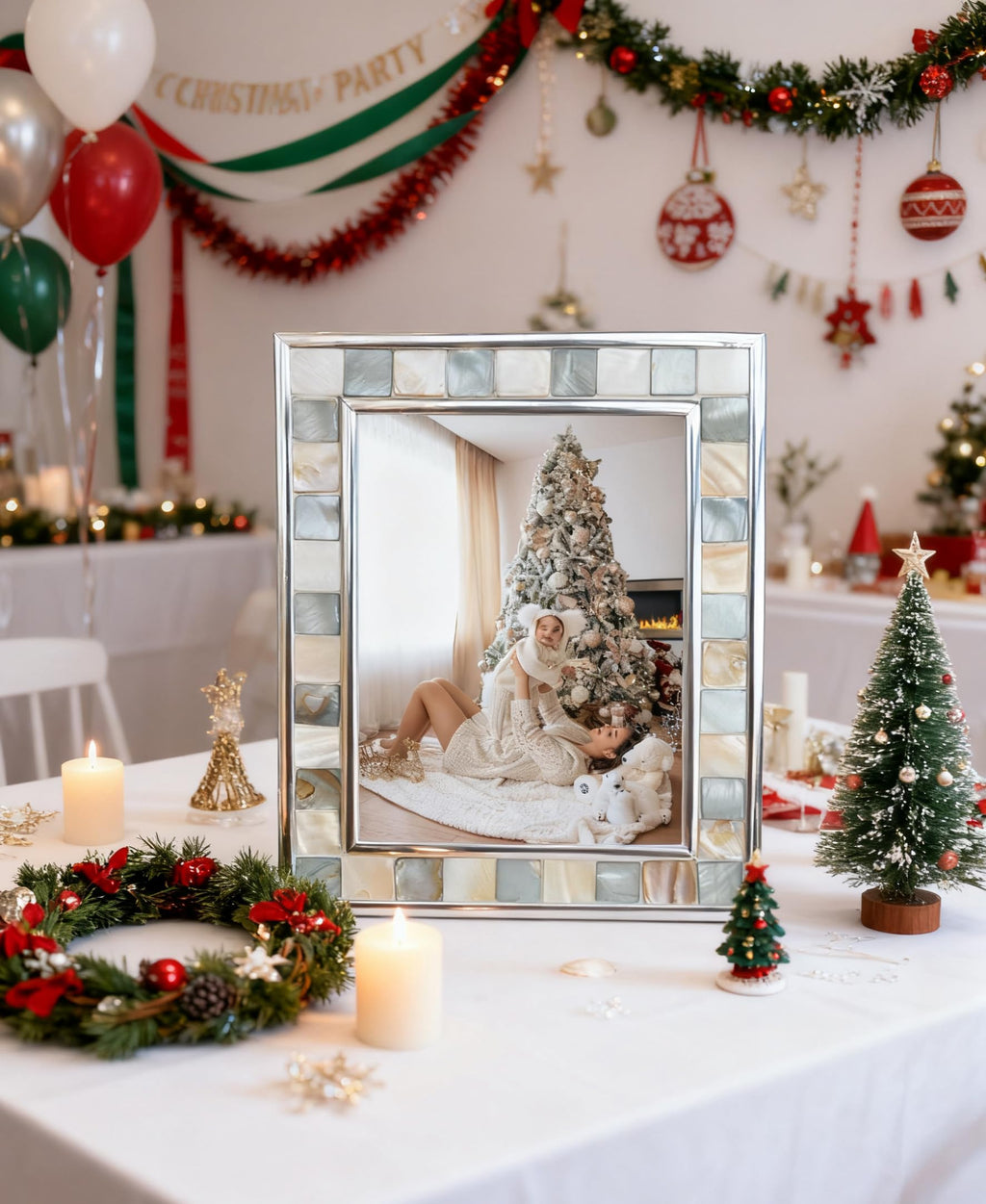 GIFTME 5 Mother of Pearl Picture Frame 5x7, Grey+White, 1pc