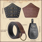 Berenlu 3 PCS Renaissance Accessories, Viking Renaissance Belt Medieval Vintage Belt Pouch and Leather Bracers, Enhance Your Halloween Renaissance Cosplay with Medieval Accessories (Black)